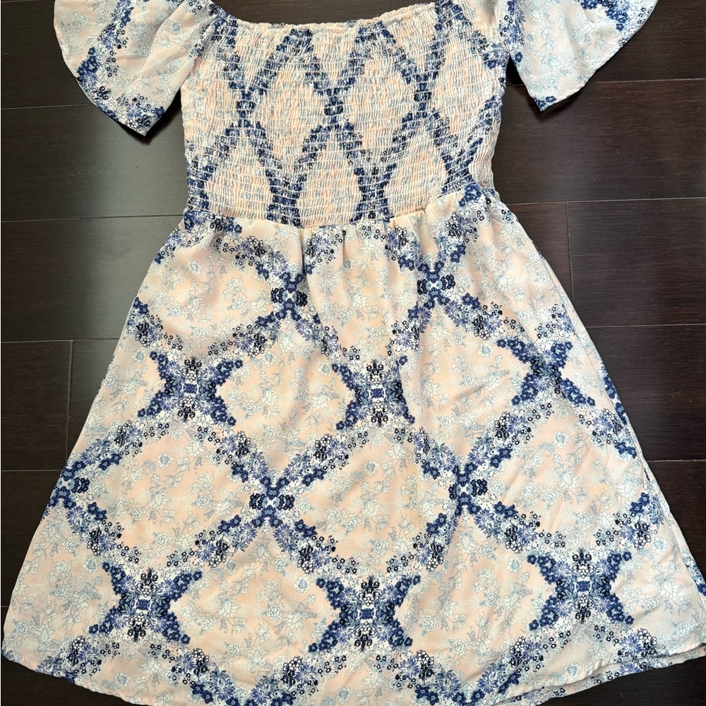 Altar'd State Casual Dress with Smocked Bodice and Off the Shoulder Sleeves